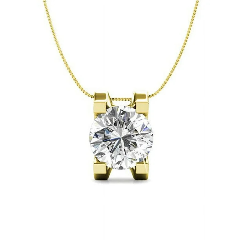 Cate & Chloe Clara 18k White Gold Pendant Necklace, Solitaire Round Cut Crystal, Silver Pendant N... | Walmart (US)