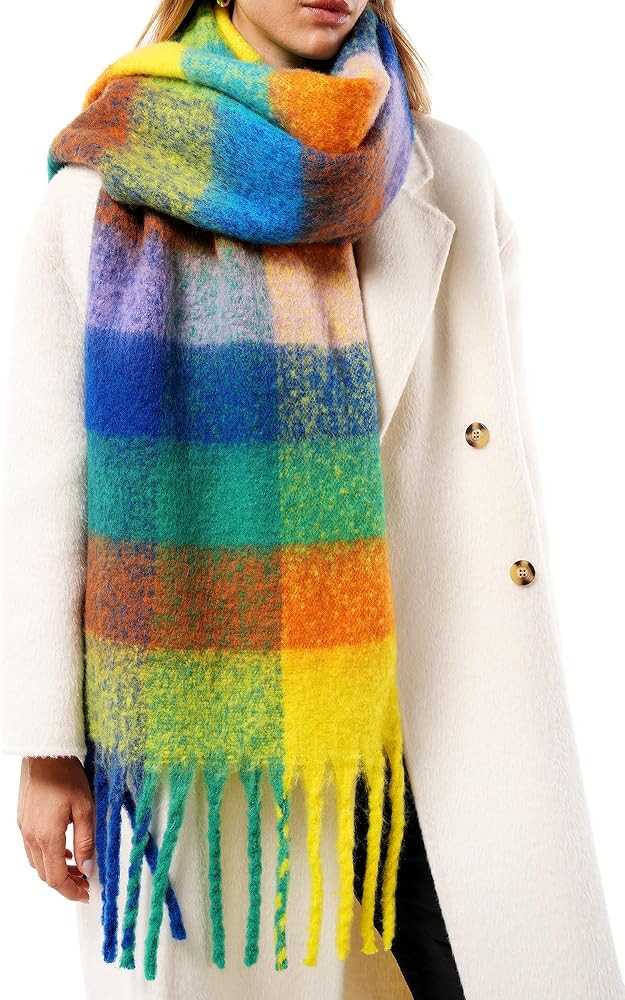 FURTALK Winter Scarf for Women, Oversized Plaid Chunky Thick Blanket Scarves Warm Colorful Cold W... | Amazon (US)