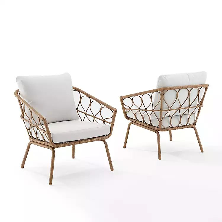 New! Brown Wicker Loop 2-pc. Outdoor Accent Chair Set | Kirkland's Home