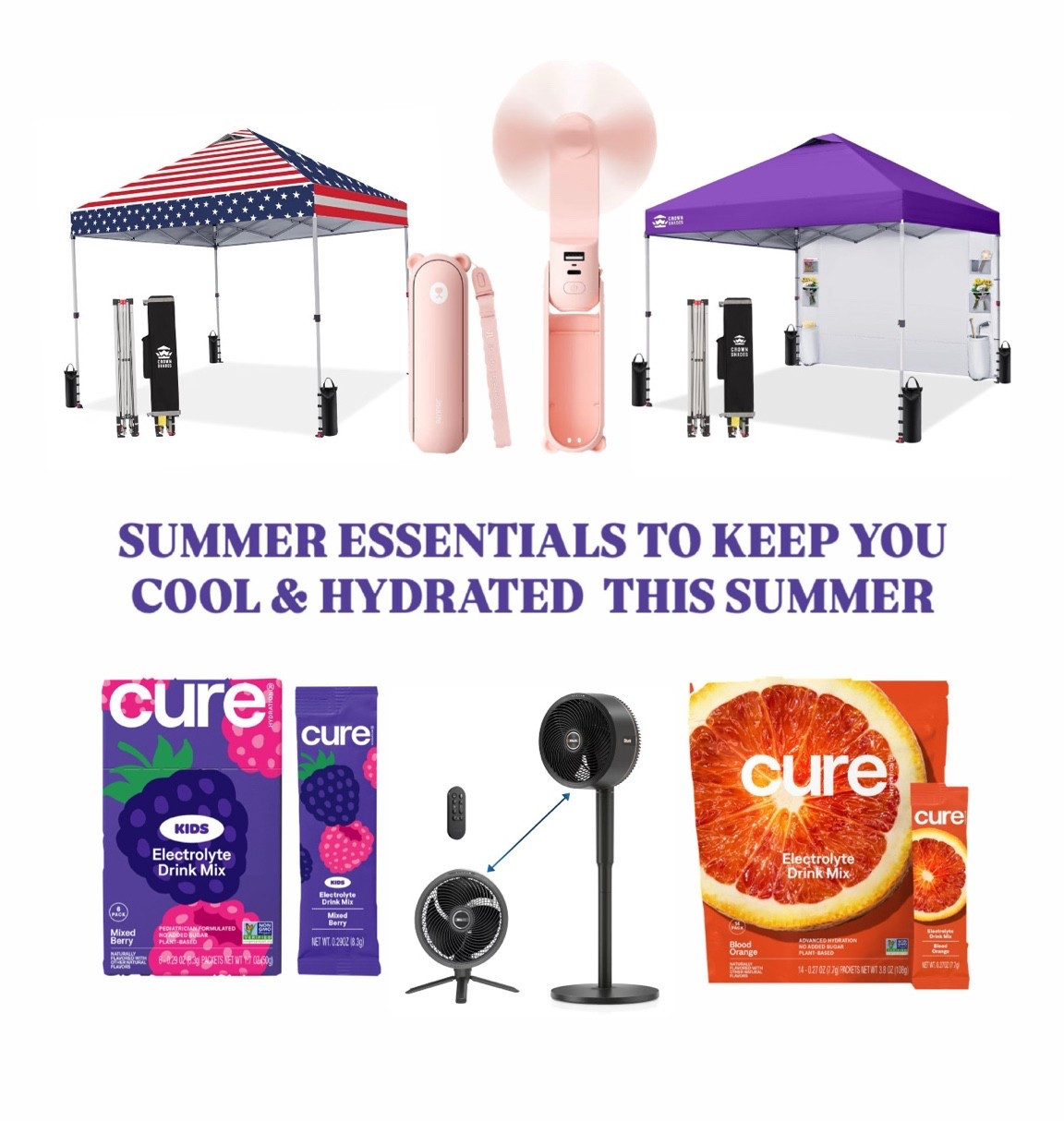 Check out some of my favorite products to keep me and my family, cool, hydrated and protected from the sun in Florida and summertime! 
I love the cure electrolyte hydration packs, they are natural and come in fun flavors for kids and adults. I have the portable shark fan, which can be charged and taken with you without needing to be plugged in. I also have both the purple and American flag pop-up canopies and we use them constantly at sporting events,  tailgating, the beach  and barbecues! 
As a skin cancer survivor, living in Florida, one of my top priorities is being protected from the sun and keeping comfortable in the summer. We
 also wear long sleeve bathing suits and lots of sunscreen. ￼

#LTKActive #LTKSeasonal #LTKSwim