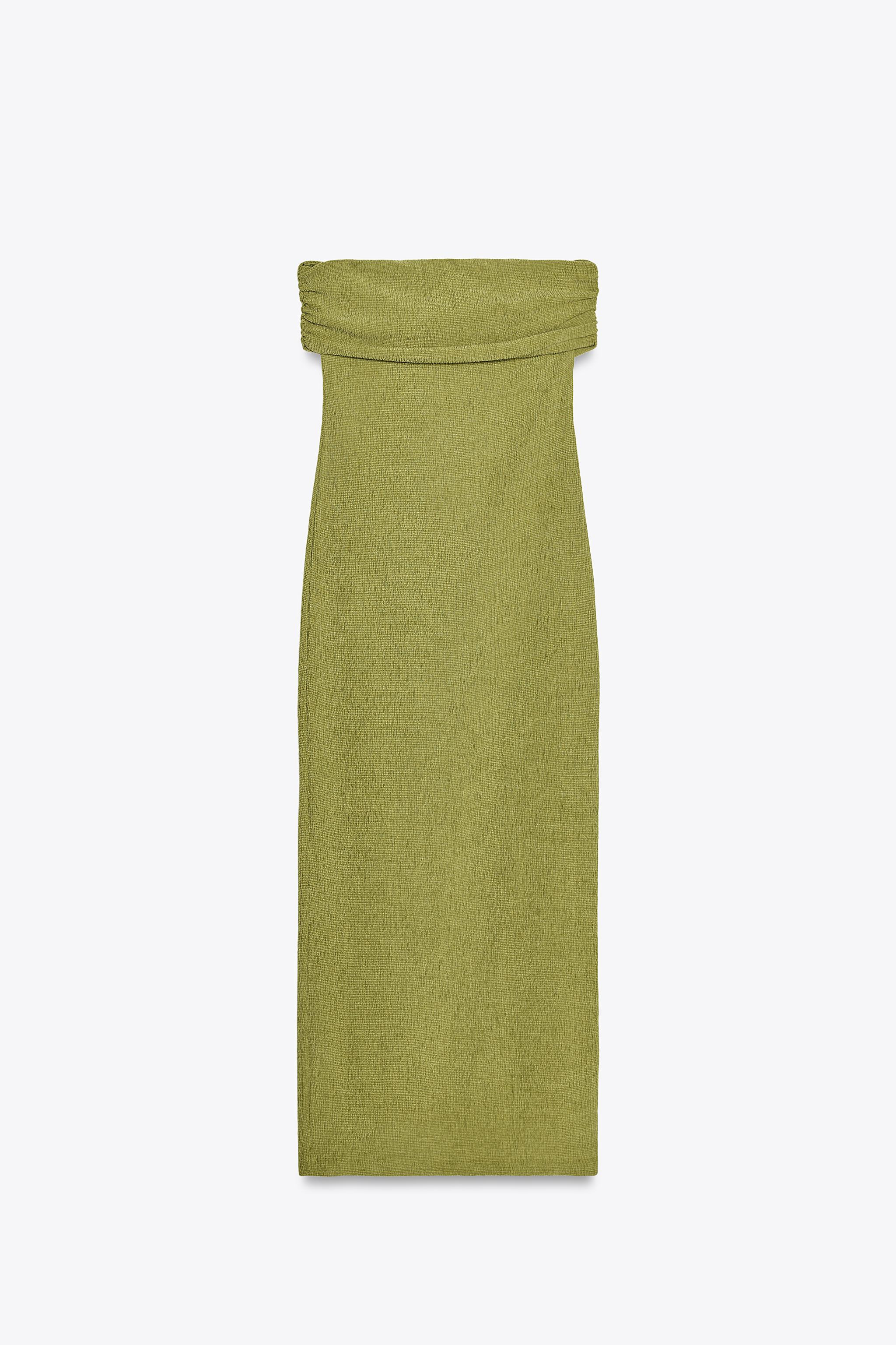 TEXTURED BANDEAU MIDI DRESS | Zara US