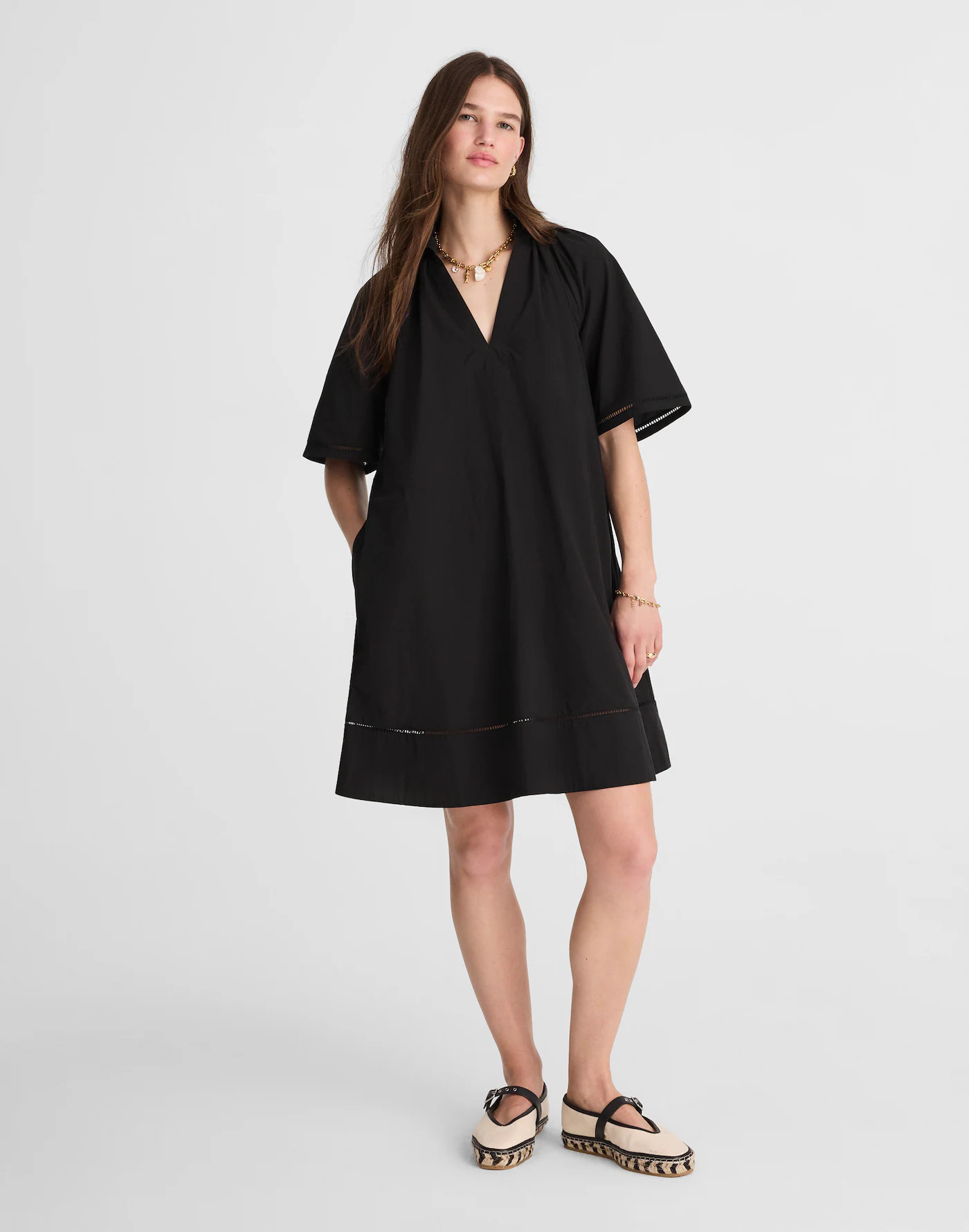 Poplin Splitneck Mini Shirtdress | Madewell | Madewell