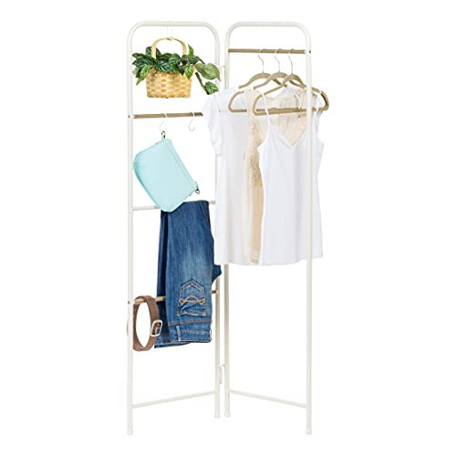 IRIS USA 2 Panels Collapsible Clothes Rack with Shelf, Customizable Garment, Foldable Drying Locked and Leveled, Modern and Fashionable, White | Amazon (US)
