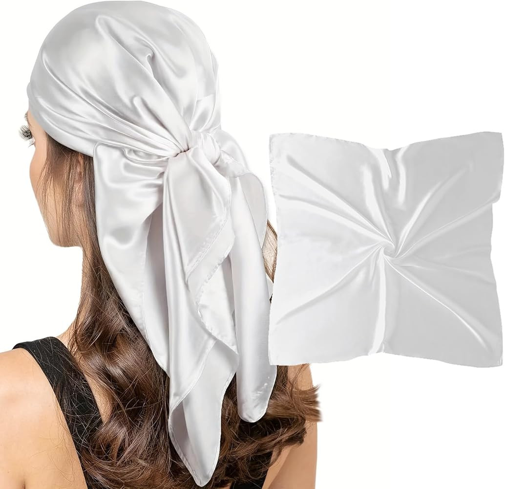 vimate 35" Square Silk Like Head Scarf - Women's Fashion Satin Scarf Bandana for Hair Wrapping at... | Amazon (US)