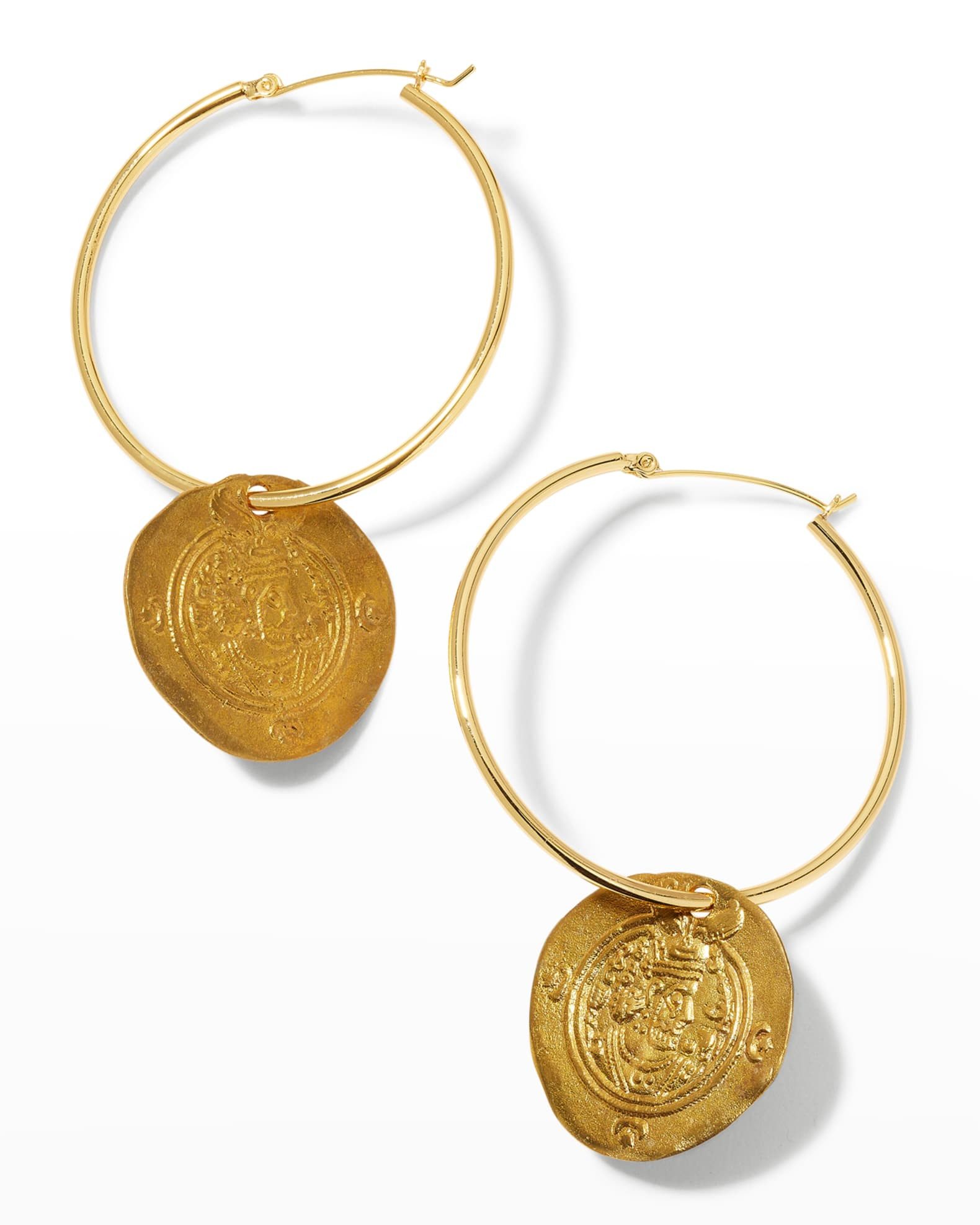 Coin Hoop-Drop Earrings | Neiman Marcus