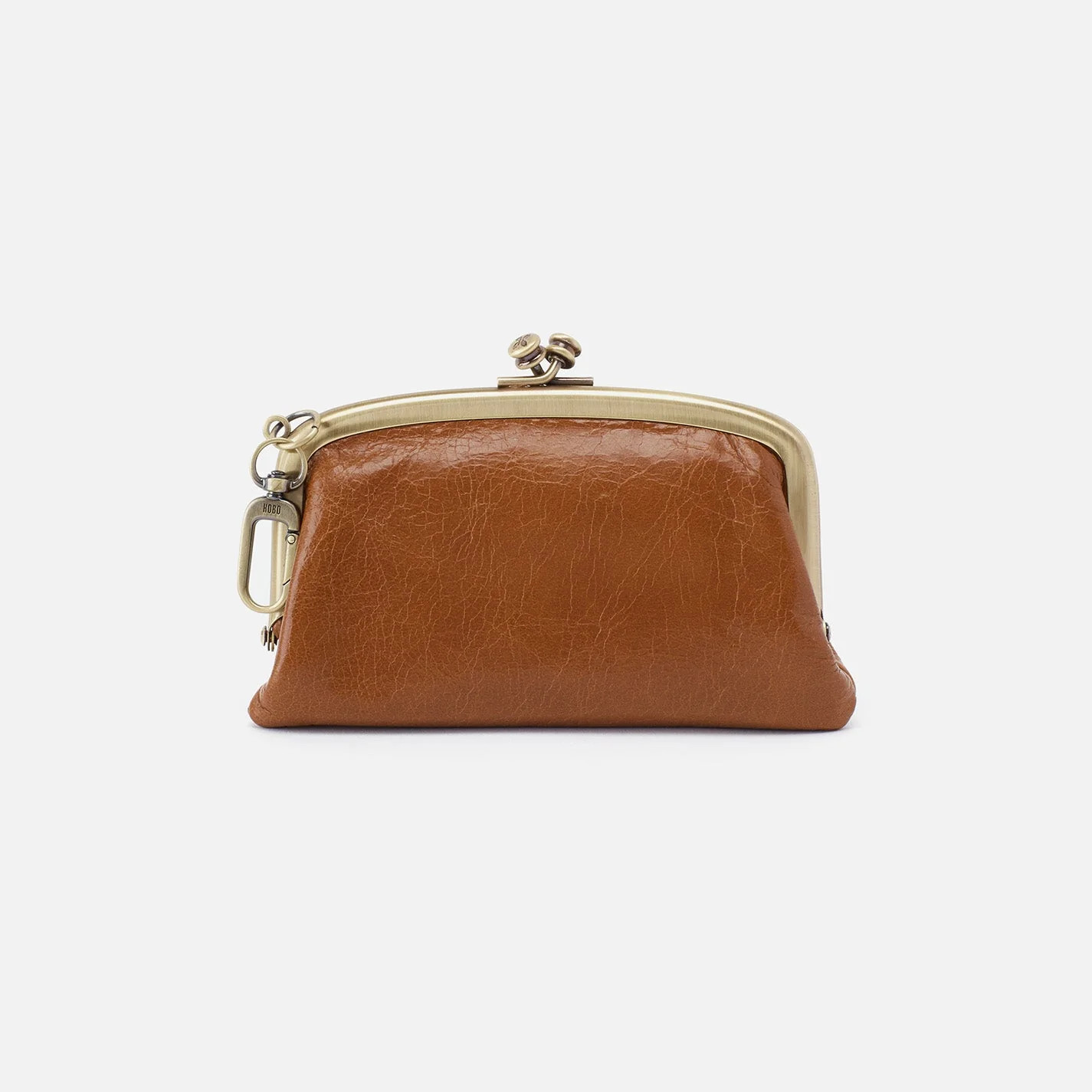 Cheer Frame Pouch in Polished Leather - Truffle | HOBO Bags