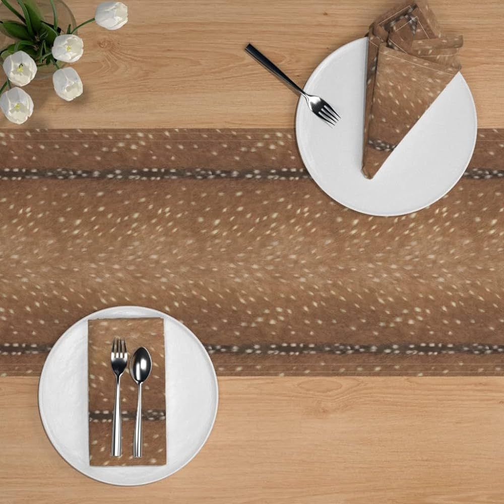 Spoonflower Cotton Sateen Table Runner, 72" - Deer Hide Fawn Doe Skin Print Custom Table Linens | Amazon (US)