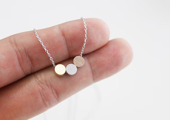 Three Dots Necklace Silver / Gold / Rose gold Circle Necklace Bridesmaid Gift Bridesmaid Necklace... | Etsy (US)