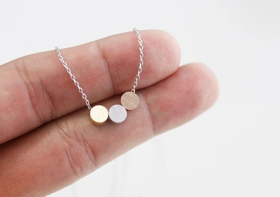 Three Dots Necklace Silver / Gold / Rose gold Circle Necklace Bridesmaid Gift Bridesmaid Necklace... | Etsy (US)