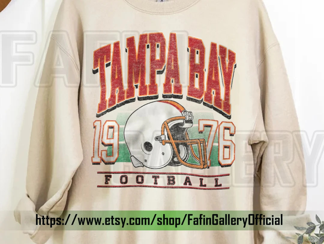 Tampa Bay Football Sweatshirt Vintage Style Tampa Bay Football Crewneck Football Sweatshirt Tampa... | Etsy (US)