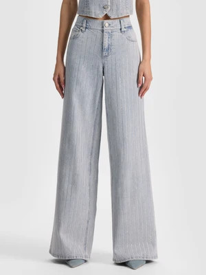 AMAZING EMBELLISHED JEAN - ROCKSTAR BLUE/CLEAR CRYSTAL PI | Alice + Olivia