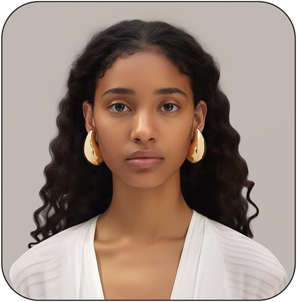 Tear Drop Earring Dupes Extra Large, Trendy Chunky Gold Hoop Earrings For Women Sensitive Ears Hypoa | Amazon (US)