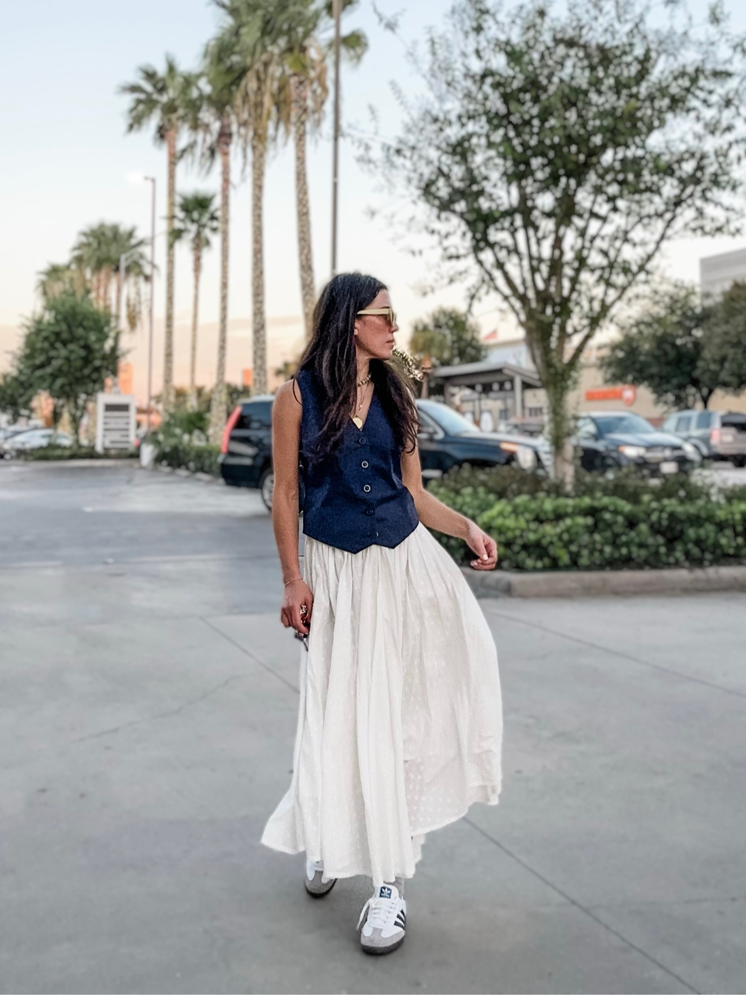 i love using vests and blazers to add tension to feminine pieces like this floaty and full white skirt 

#LTKstyletip