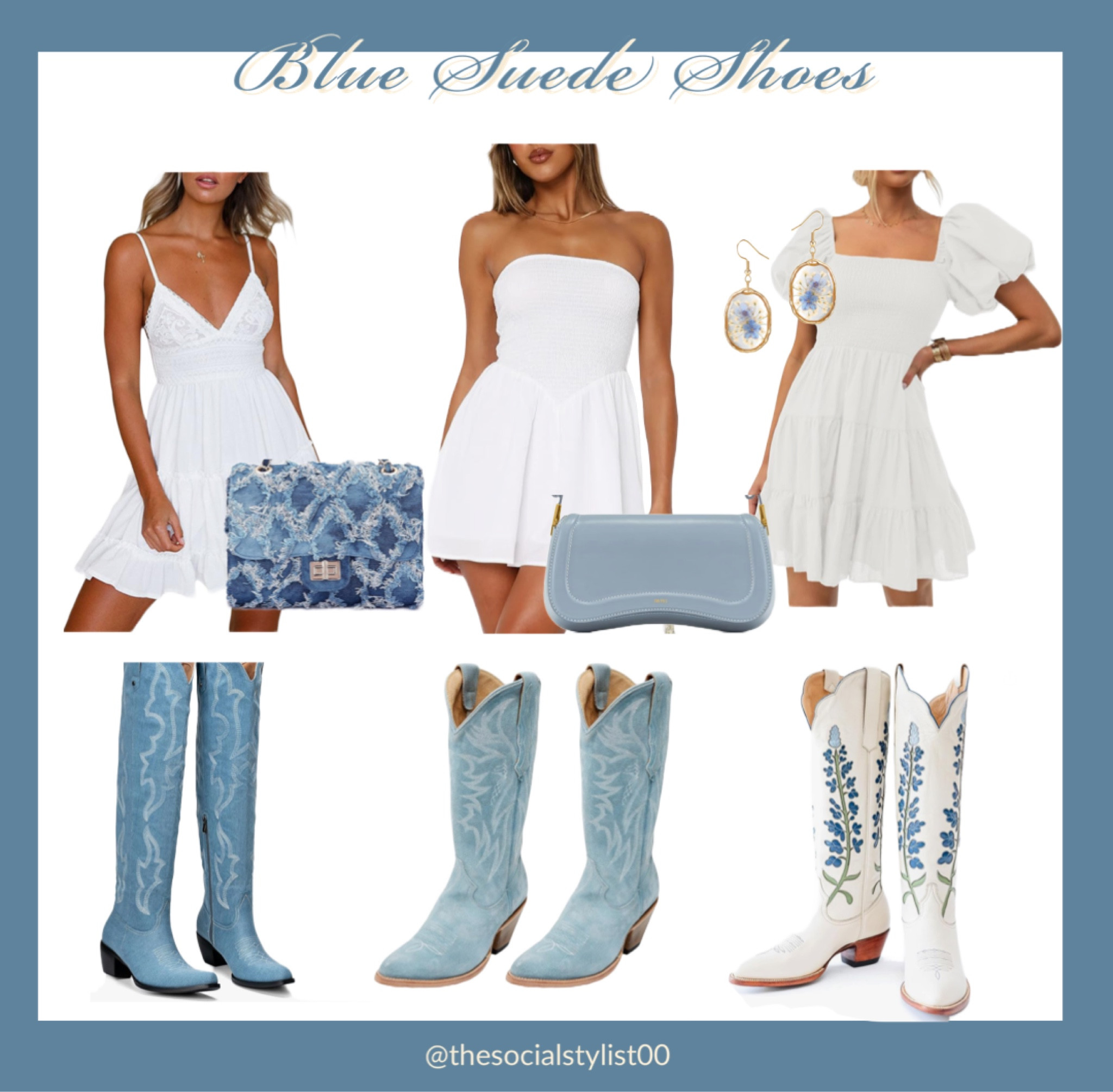 Blue Suede Boots 

summer fashion, country concert outfit, summer outfit, summer concert, concert fashion, trucker hat fashion, trucker hat outfit, trucker hat, cowgirl boots, cowgirl fashion, rodeo outfit, rodeo fashion, country music fesitval outfit, rock the south outfit, coors banquet outfit, morgan wallen concert outfit, koe wetzel concert outfit, hardy concert outfit, amazon, amazon fashion, amazon finds, western chic, western fashion, texas fashion, cowgirl chic, summer cowgirl outfit, tomboy fashion, denim shorts, turquoise, cowboy boots, Morgan wallen, fringe, cowboy hat, rhinestone cowboy, rhinestone cowboy boots, rhinestone cowgirl boots, shania Twain, maren morris, Riley green, Sam hunt, Zach Bryan, bachelorette party, Nashville bachelorette, bachelorette bride, Mrs, bride, bridal party, coastal cowgirl, white dress 

#LTKstyletip