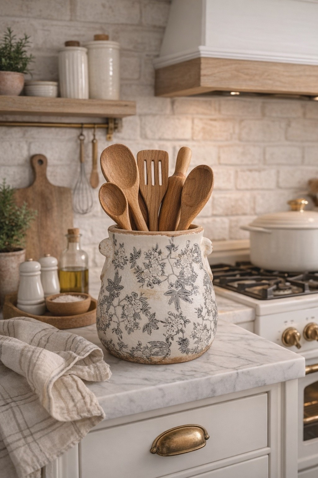 This vintage-style ceramic crock keeps wooden utensils within reach while adding the prettiest touch comment shop for dm 🌿

#LTKHome #LTKfoodie #LTKgrwm
