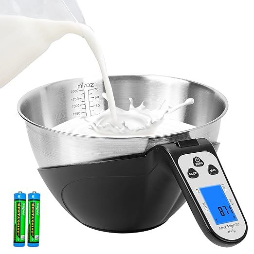 Food Scale Digital Weight Grams and Oz, YONCON Digital Kitchen Scale with Bowl - Measuring Cup, 1... | Amazon (US)