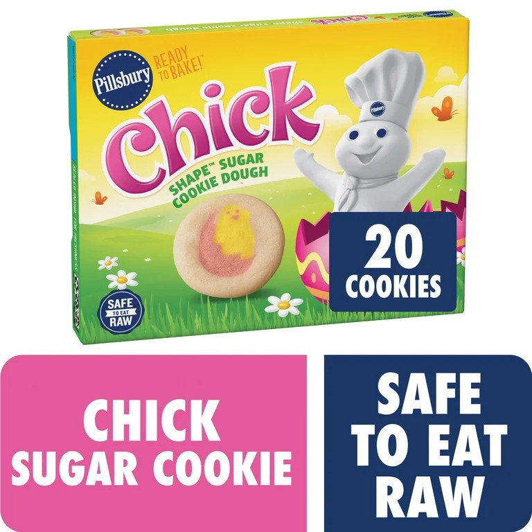 Pillsbury Ready To Bake Chick Shape Sugar Cookie Dough, 20 Cookies, 9.1 oz. | Walmart (US)