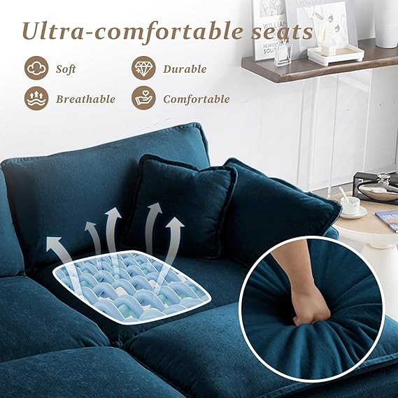 SoarFlash Chenille Sectional Sofa, Comfy Modular Coush Sofa with Ottoman, Modern 2 Seat Recliner ... | Amazon (US)