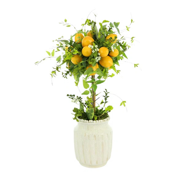 Faux Lemon Tree in Ceramic Planter | Perigold