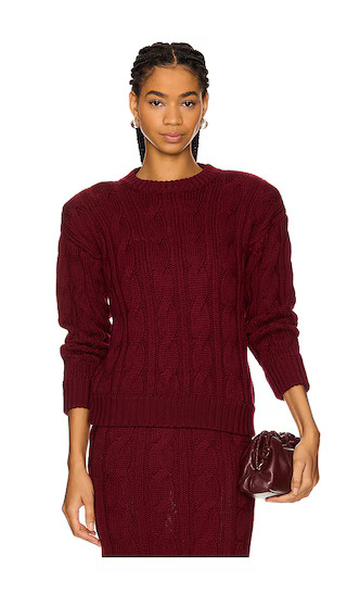 Round Neck Sweater in Bordeaux Burgundy Sweater Set Sweater Skirt Set Matching Sets Winter Looks | Revolve Clothing (Global)