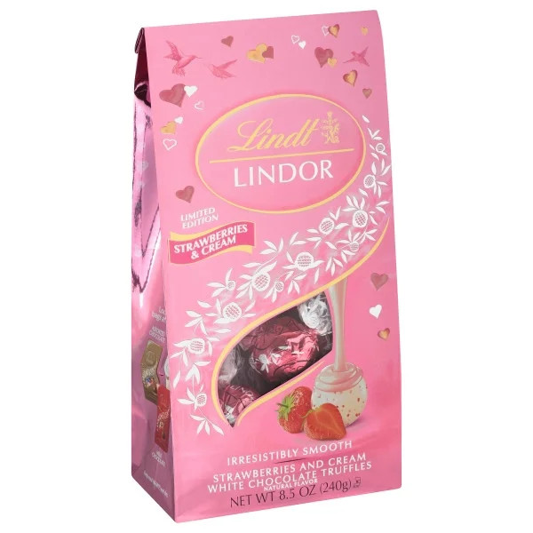 Lindt LINDOR Strawberries and Cream White Chocolate Truffles, 8.5 oz. Bag - Walmart.com | Walmart (US)
