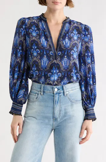 Alice + Olivia Sheila Long Sleeve Silk Top | Nordstromrack | Nordstrom Rack