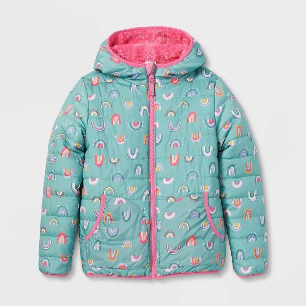 Girls' Reversible Puffer Jacket - Cat & Jack™ Green | Target
