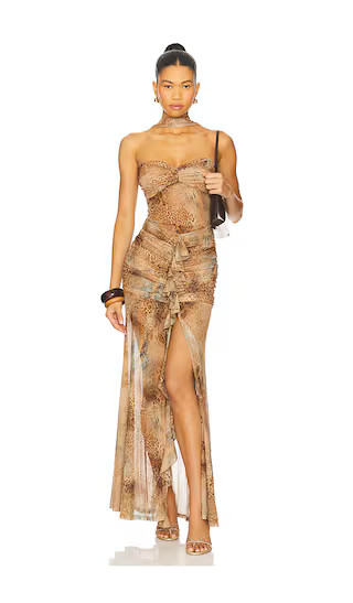 Britlee Maxi Dress in Brown Leopard Multi | Revolve Clothing (Global)