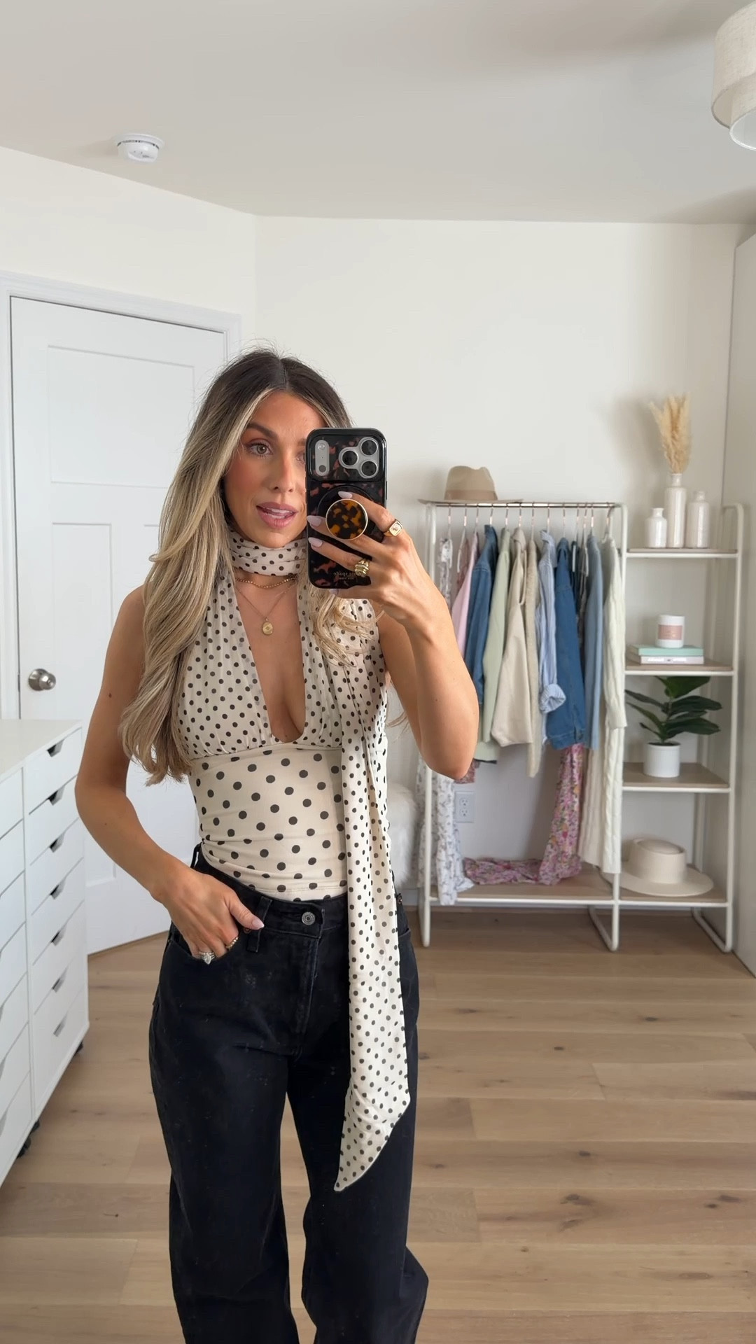 Spring date night outfit 
+ halter top: xs 
+ 90a relaxed black jeans: 24 short 
+ heels: true to size 

#LTKSeasonal #LTKSaleAlert #LTKootd