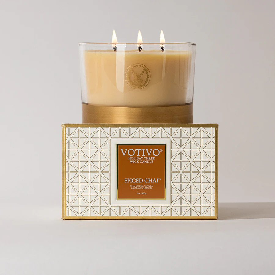 Spiced Chai Holiday 3 Wick Candle | Votivo