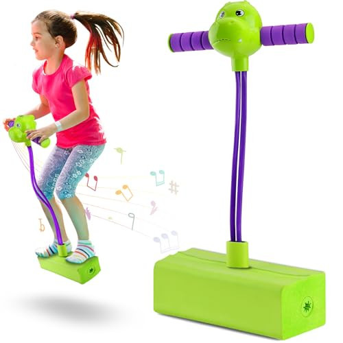 Dinosaur Pogo Stick Jumper Toy for Boys Girls 3, 4, 5, 6, 7 8 Years Old, Foam Pogo Stick Toys for Kids Up to 250Ib, Outdoor Outside Todller Birthday Gifts with Count, Music of Encouragement and Light | Amazon (US)
