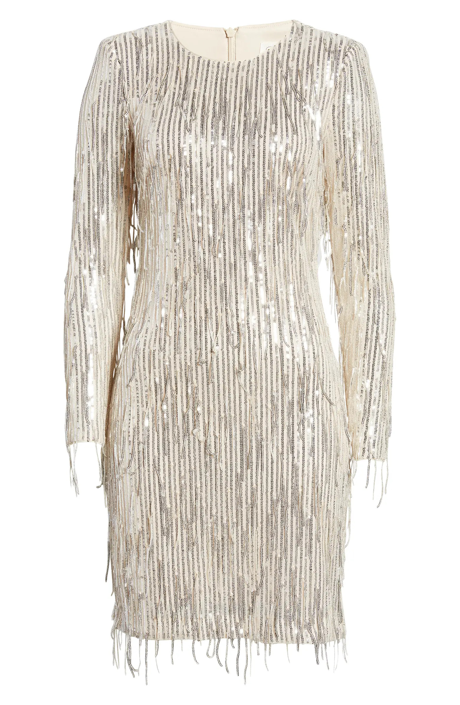 Sequin Fringed Long Sleeve Cocktail Dress | Nordstrom