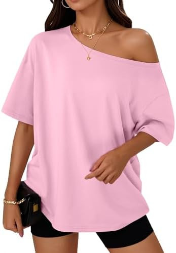 Trendy Queen Womens Off the Shoulder Tops Oversized Summer Spring T-Shirts 2026 | Amazon (US)