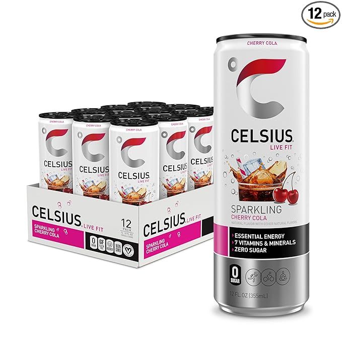 CELSIUS Sparkling Cherry Cola, Functional Essential Energy Drink 12 Fl Oz (Pack of 12) | Amazon (US)