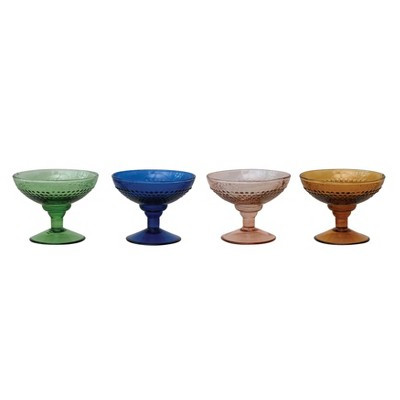 Storied Home 4-Piece Embossed Stemmed Coupe Glass Set, Multicolor | Target