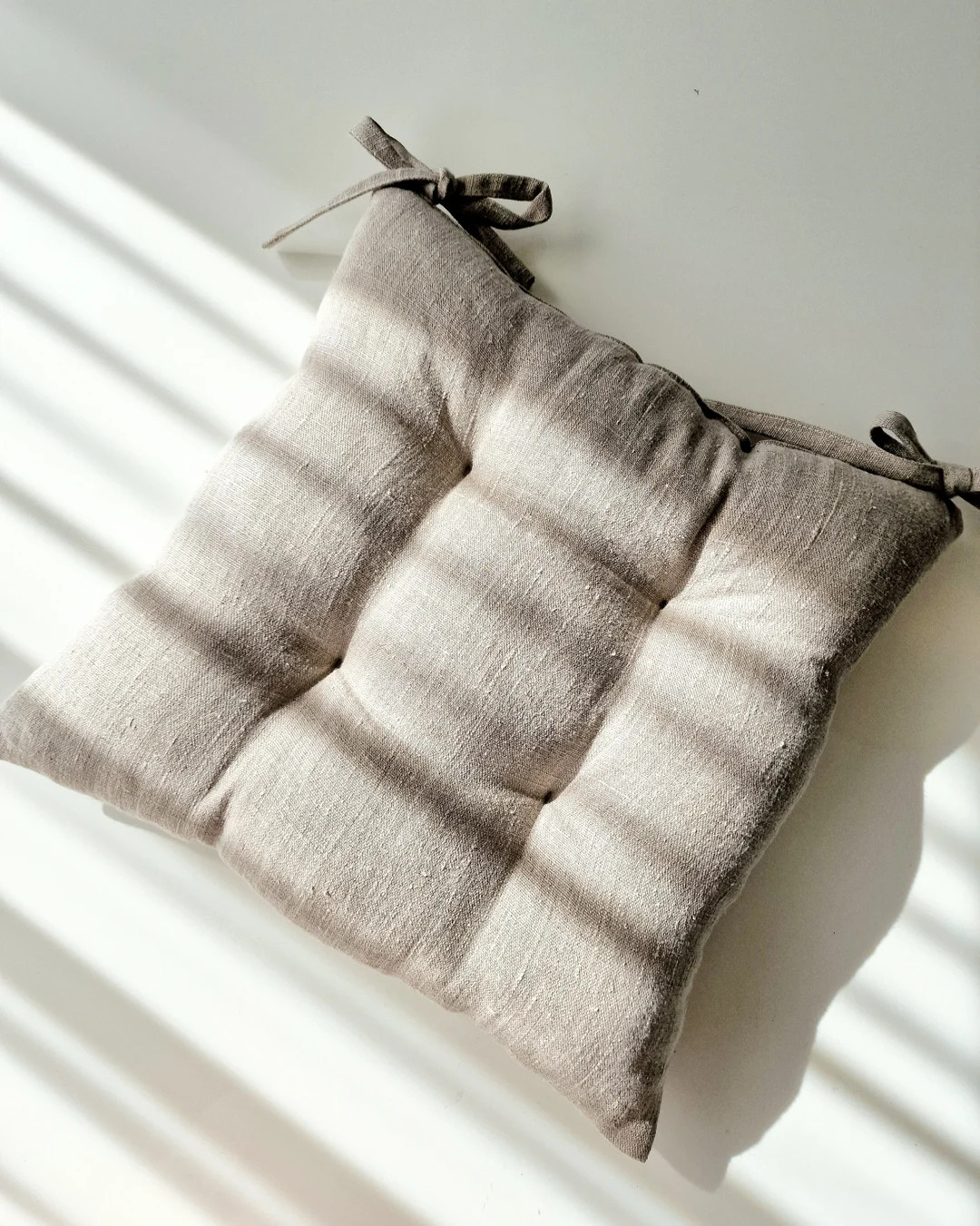 Linen Chair Cushion Kitchen Seat Pad With Ties Chair Pillow Natural Heavy Weight 100% Linen Fabri... | Etsy (US)