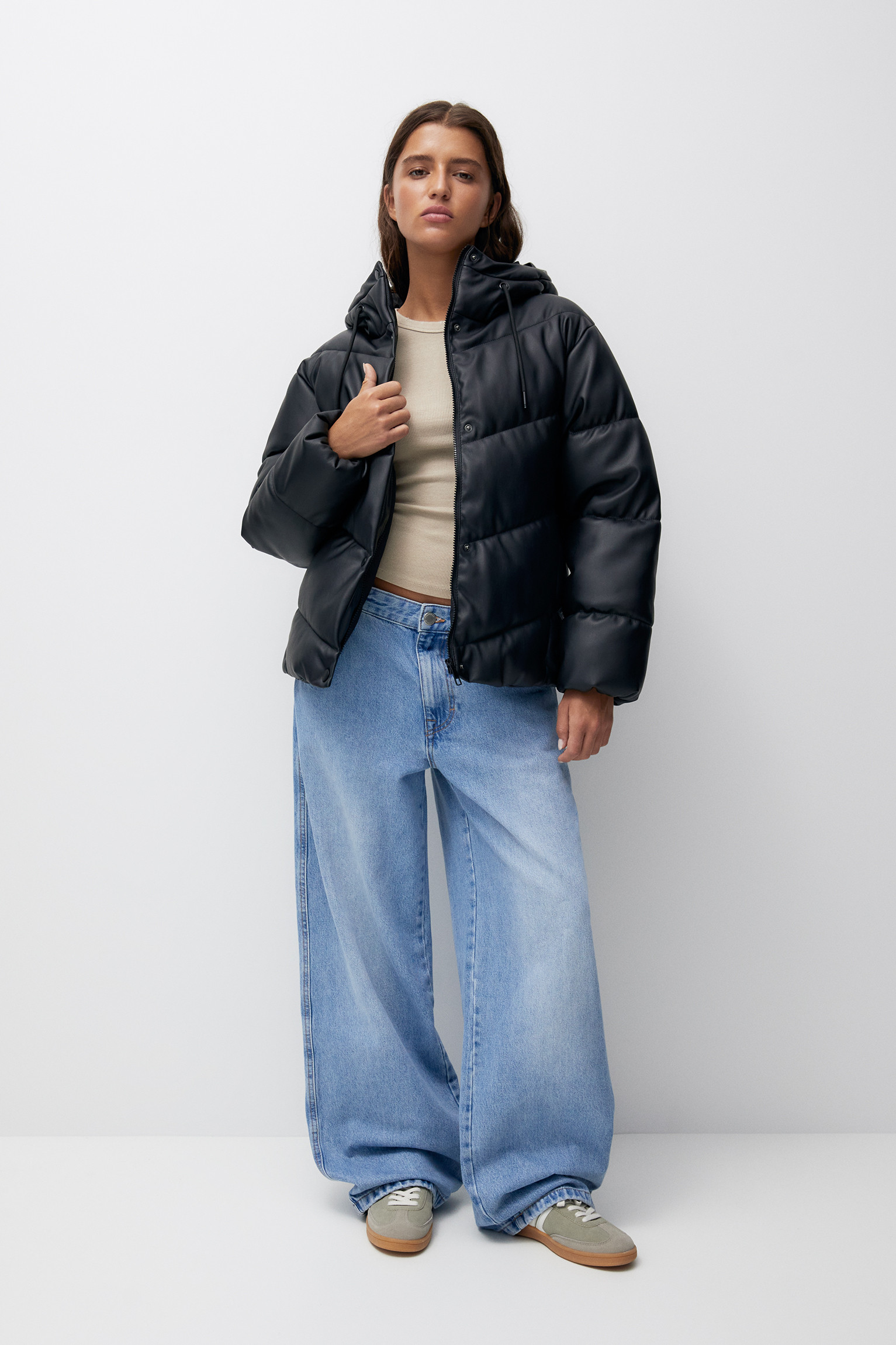 Doudoune en cuir synthétique | PULL and BEAR FR