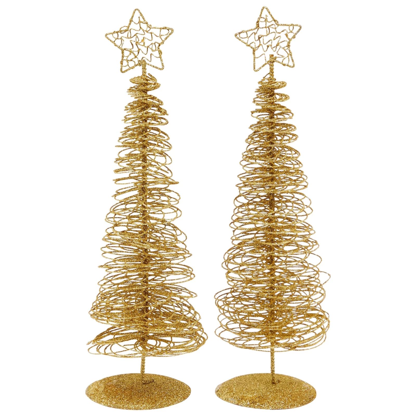 2 Pack Small Gold Christmas Tree Decorations for Table Top Holiday Decor (3 x 10.5 Inches) | Walmart (US)