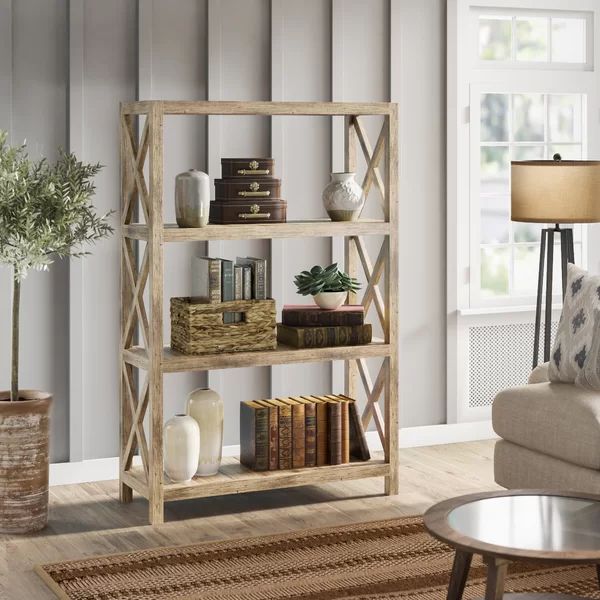 Dondale 71'' H x 47'' W Solid Wood Etagere Bookcase | Wayfair North America