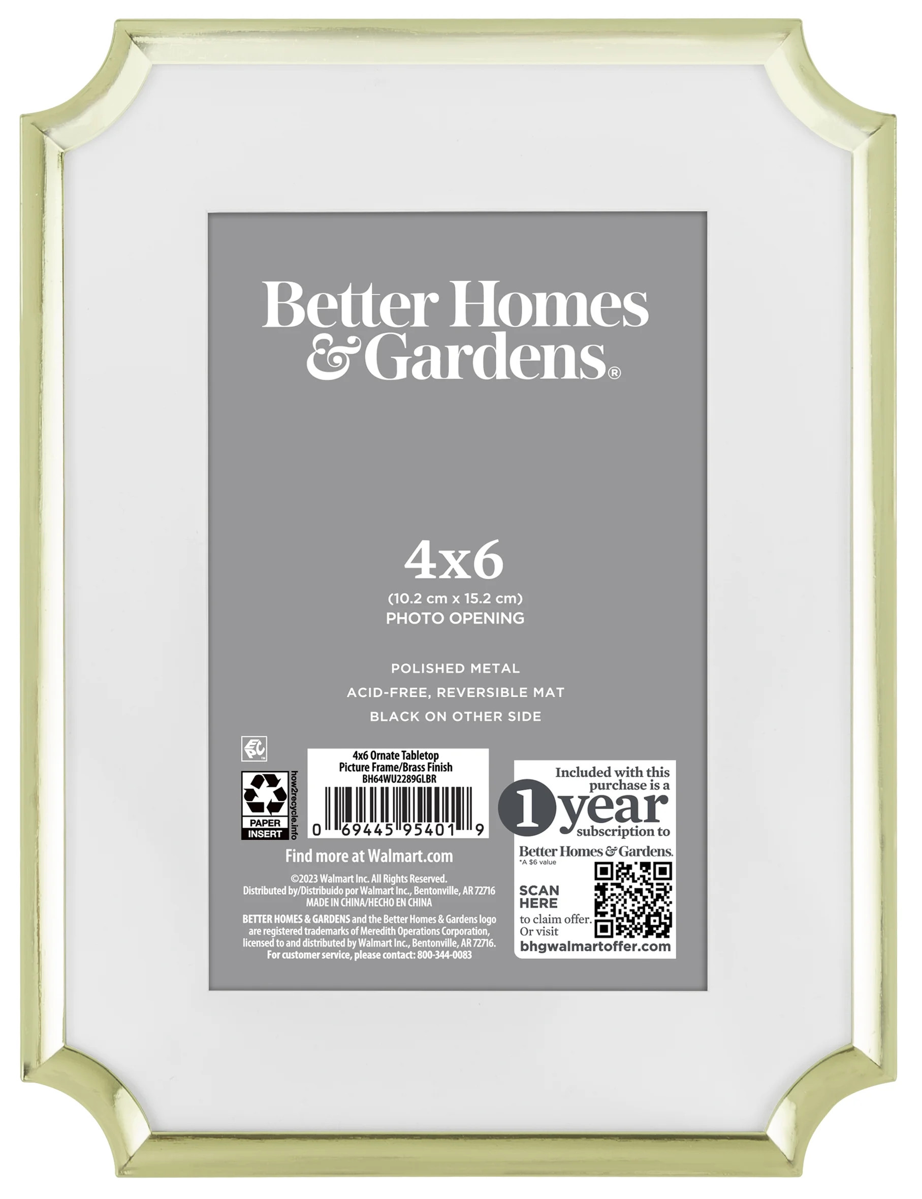 Better Homes & Gardens 6x8 Matted to 4x6 Ornate Tabletop Picture Frame, Gold - Walmart.com | Walmart (US)