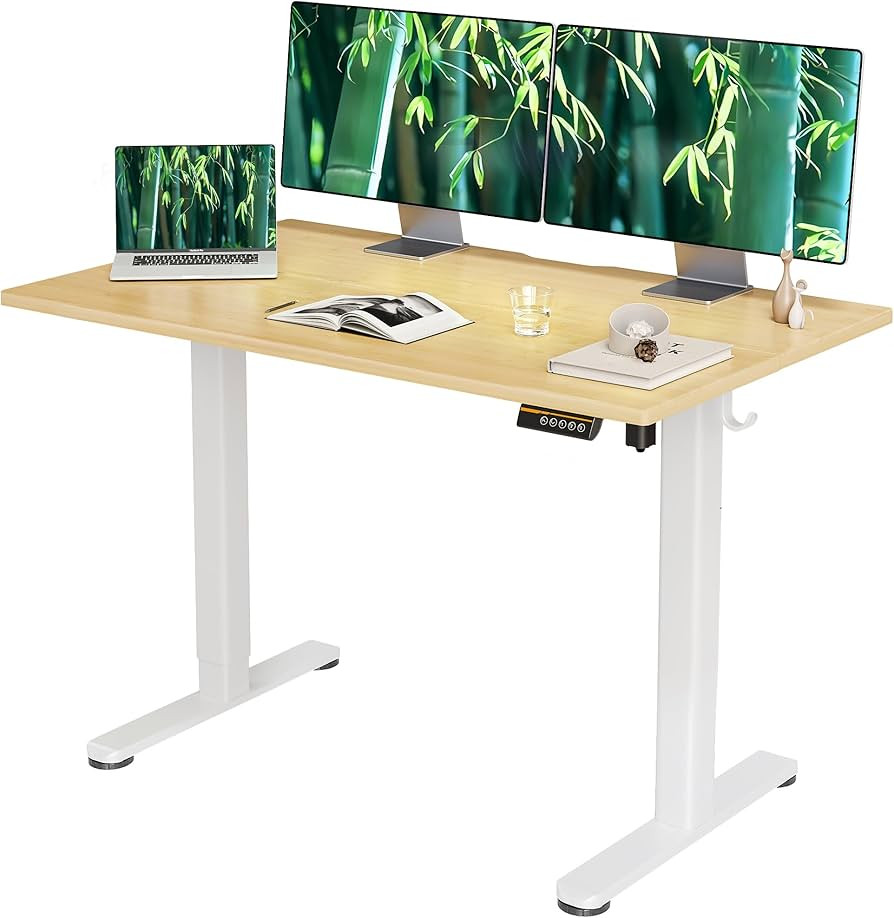 Bamboo Electric Standing Desk, Adjustable Height Stand up Desk, 48x24 Inches Sit Stand Home Offic... | Amazon (US)