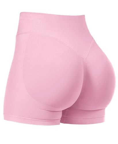 VOYJOY Women Workout Impact Shorts 3.6"/ 4.5"/ 6" Scrunch Butt Lifting Gym Seamless Booty Biker Shorts Pink | Amazon (US)