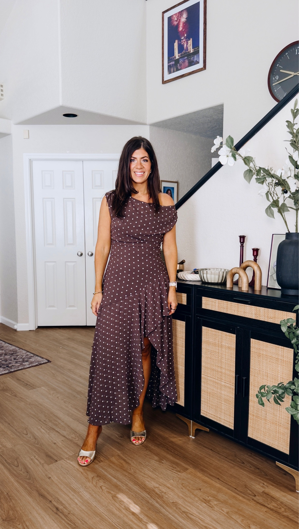 In a medium polka dot dress

#LTKSaleAlert #LTKMidsize #LTKTall