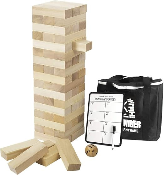 Giant Timber Tower with Dice & Game Board, 56 Pcs Gentle Monster Large Size Wooden Stacking Game,... | Amazon (US)