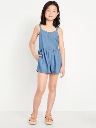 Sleeveless Button-Front Jean Romper for Girls | Old Navy (US)