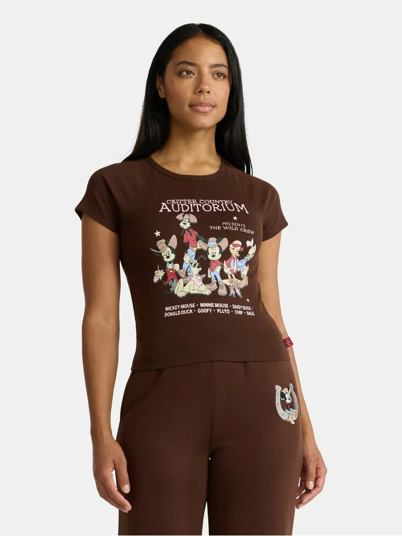 Disney Mickey and Friends Women's Graphic Baby Tee with Short Sleeves, Sizes XXS-XXL - Walmart.co... | Walmart (US)