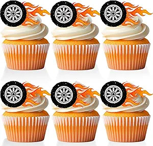 18 Pieces Racing Car Wheels Cupcake Toppers for Boys Baby Shower Birthday Cars Hot Tires Cake Dec... | Amazon (US)