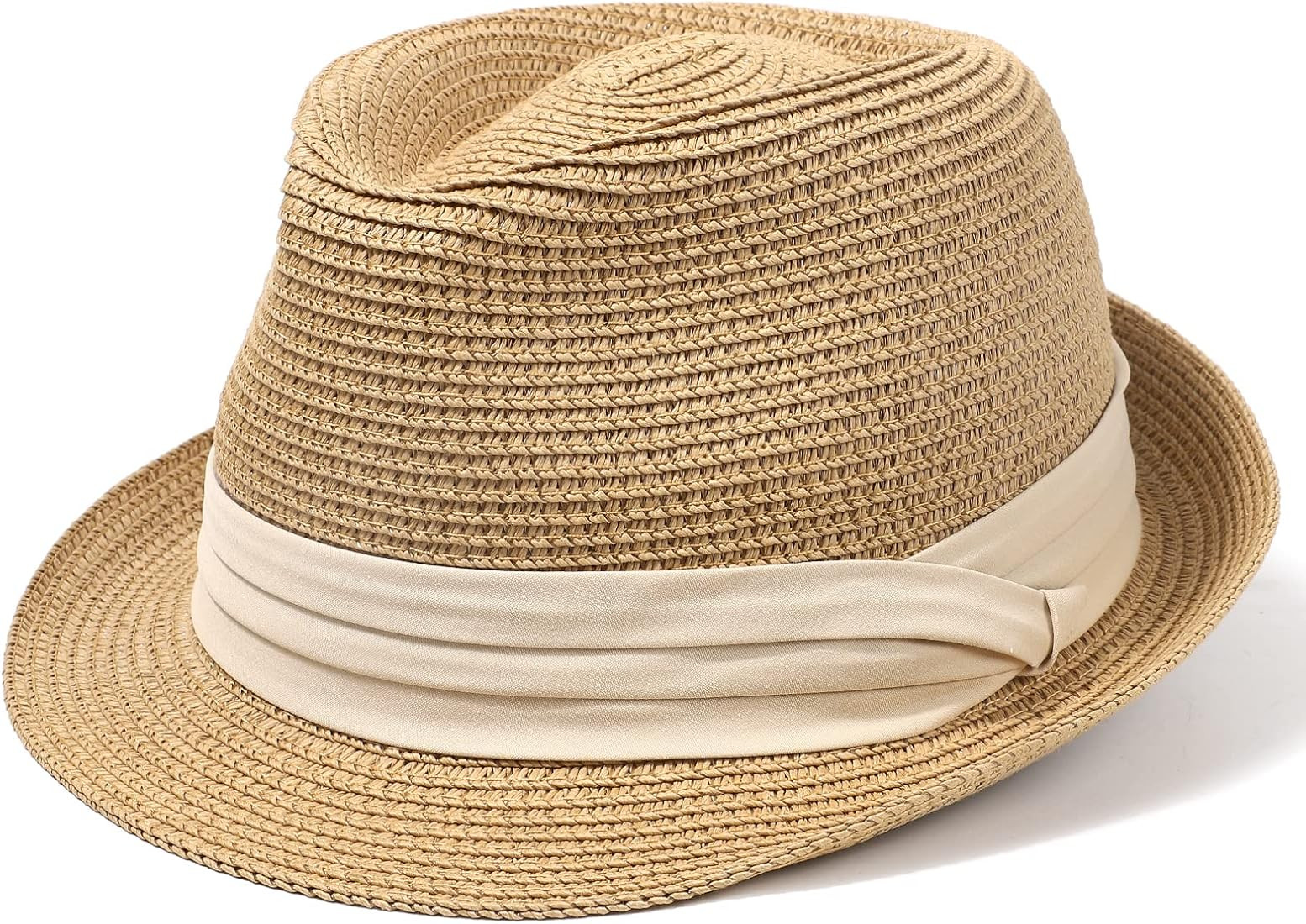 Womens Straw Fedora Hats Short Brim Beach Sun Trilby Hat for Men Packable Roll Up Panama Summer H... | Amazon (US)