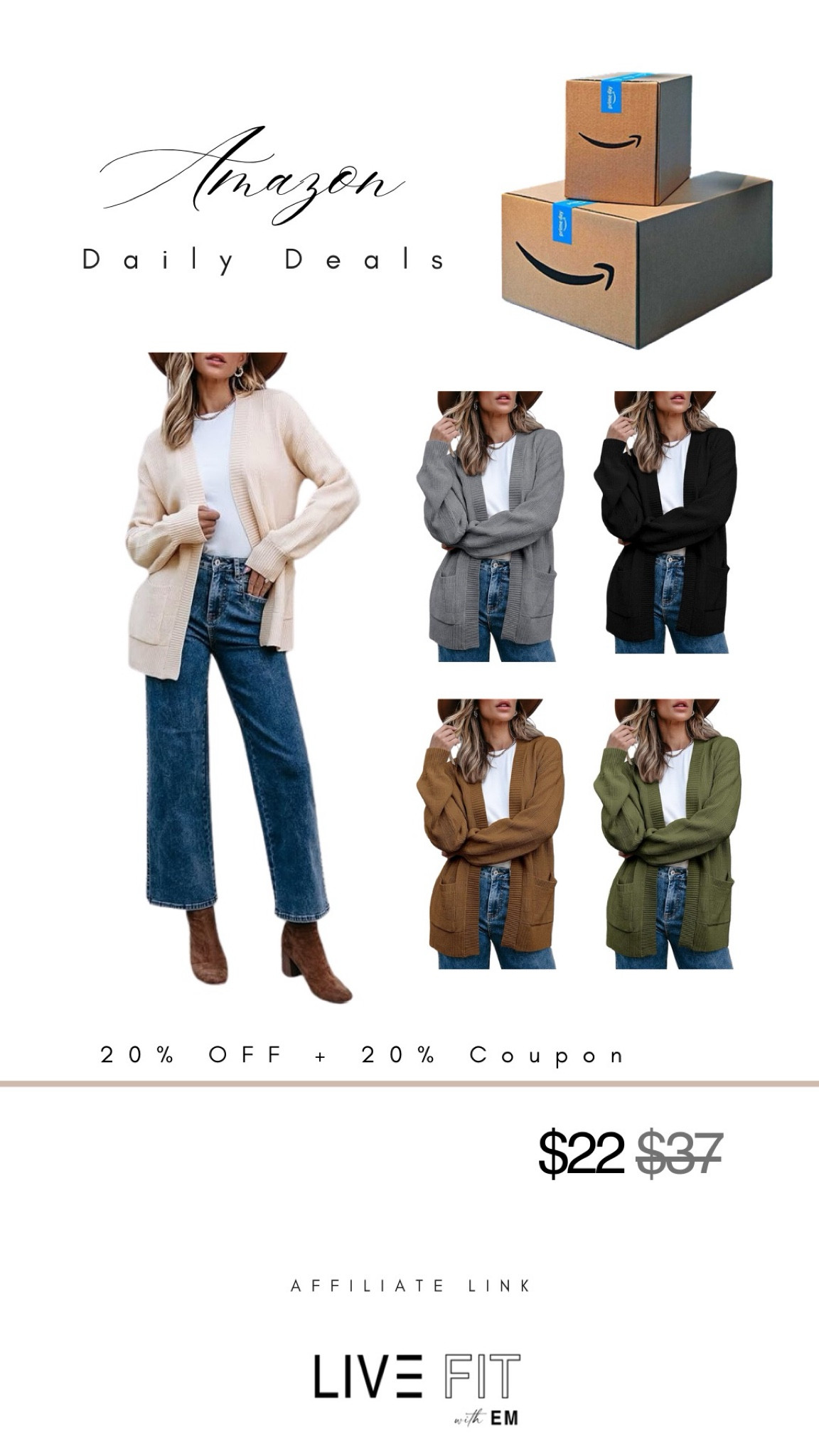 Fall vibes are in full swing 🍂 Loving this cozy Amazon cardigan, perfect for layering! Grab yours in one of these gorgeous colors and pair with your favorite jeans.

Now on sale for $22 with an extra 20% coupon! 🙌
Code: 20X1TE75
#AmazonFinds #FallStyle #CozyCardigan

#LTKSaleAlert #LTKStyleTip #LTKSeasonal