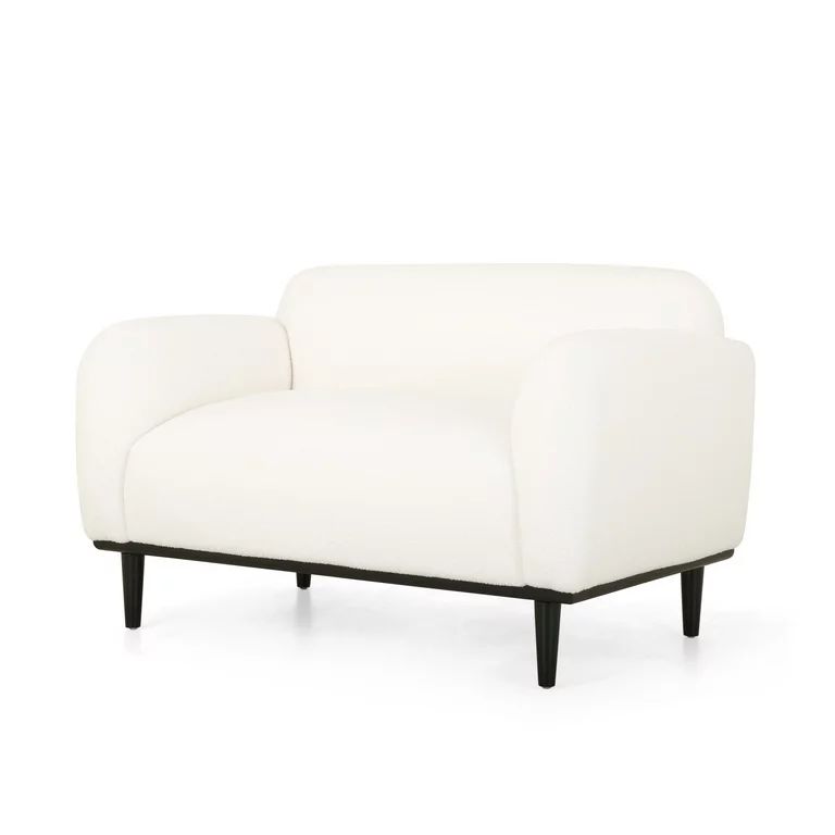 Noble House Chitwood Indoor Boucle Fabric Loveseat, White and Matte Black | Walmart (US)